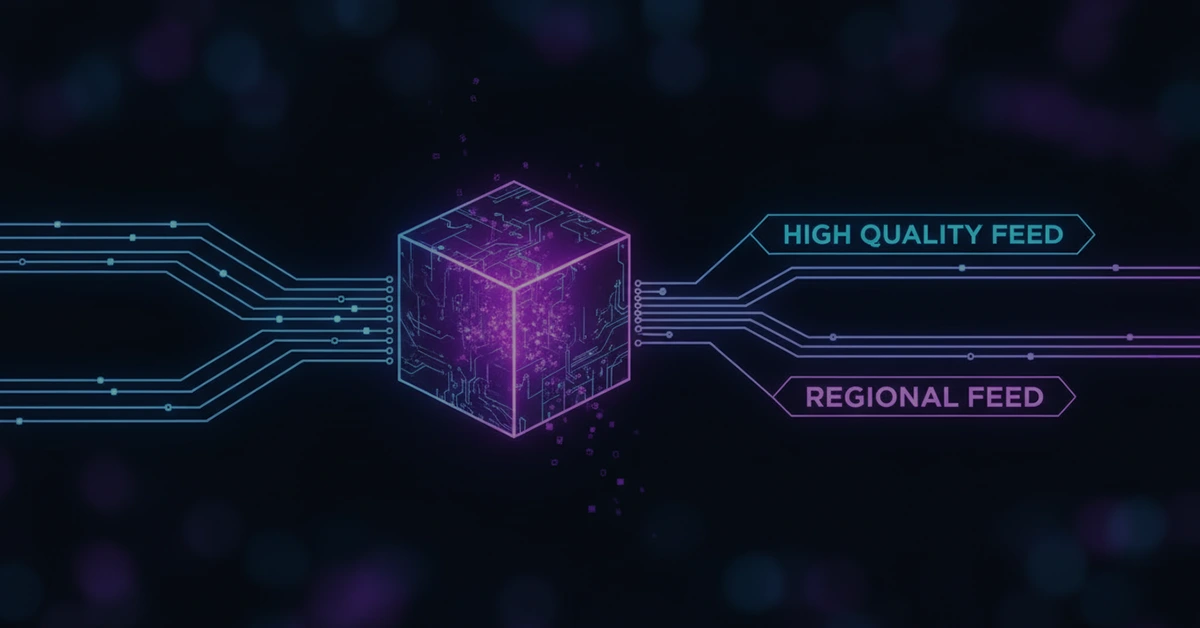 Infografika przedstawiająca proces filtrowania treści w Google Discover 2026 pod kątem rzetelności i dopasowania do kontekstu